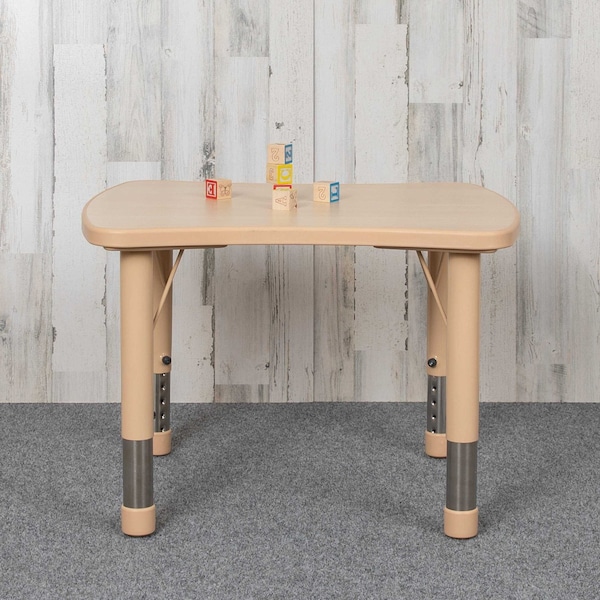 Flash Furniture Rectangle 21.875 W, 26.625 L, 23.5 H, Plastic, Steel, Brown YU-YCY-098-RECT-TBL-NAT-GG - main